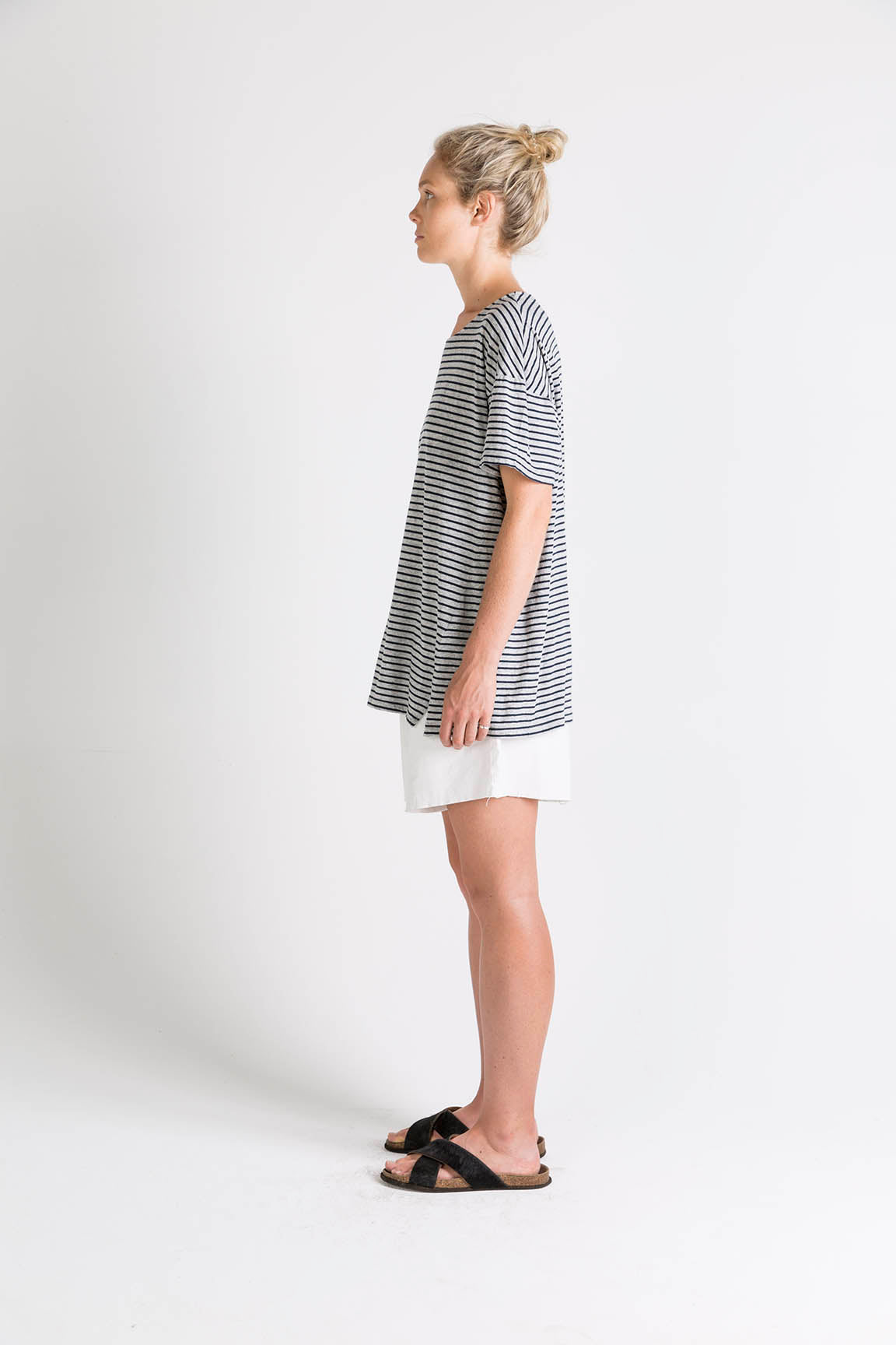Ophelia and Ryder Oversized Striped Grey Marl T-Shirt