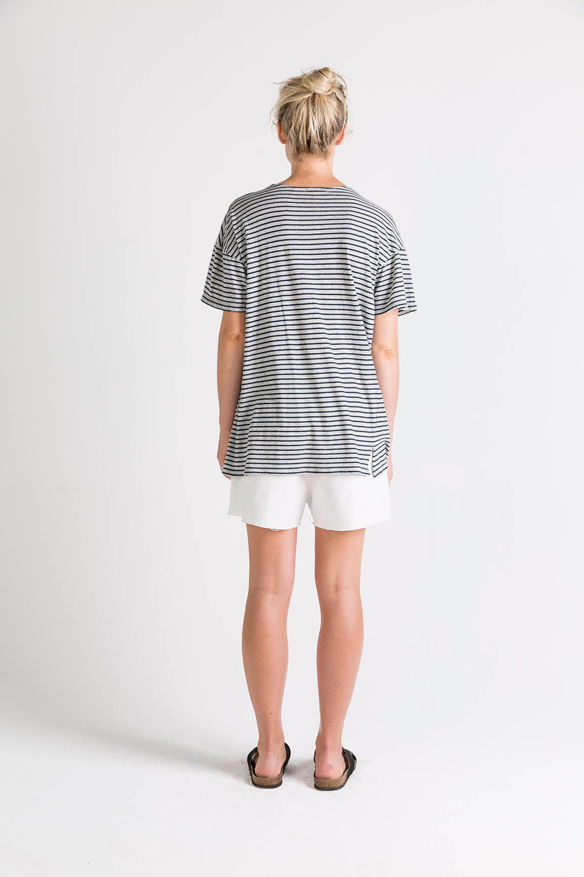 Ophelia and Ryder Oversized Striped Grey Marl T-Shirt
