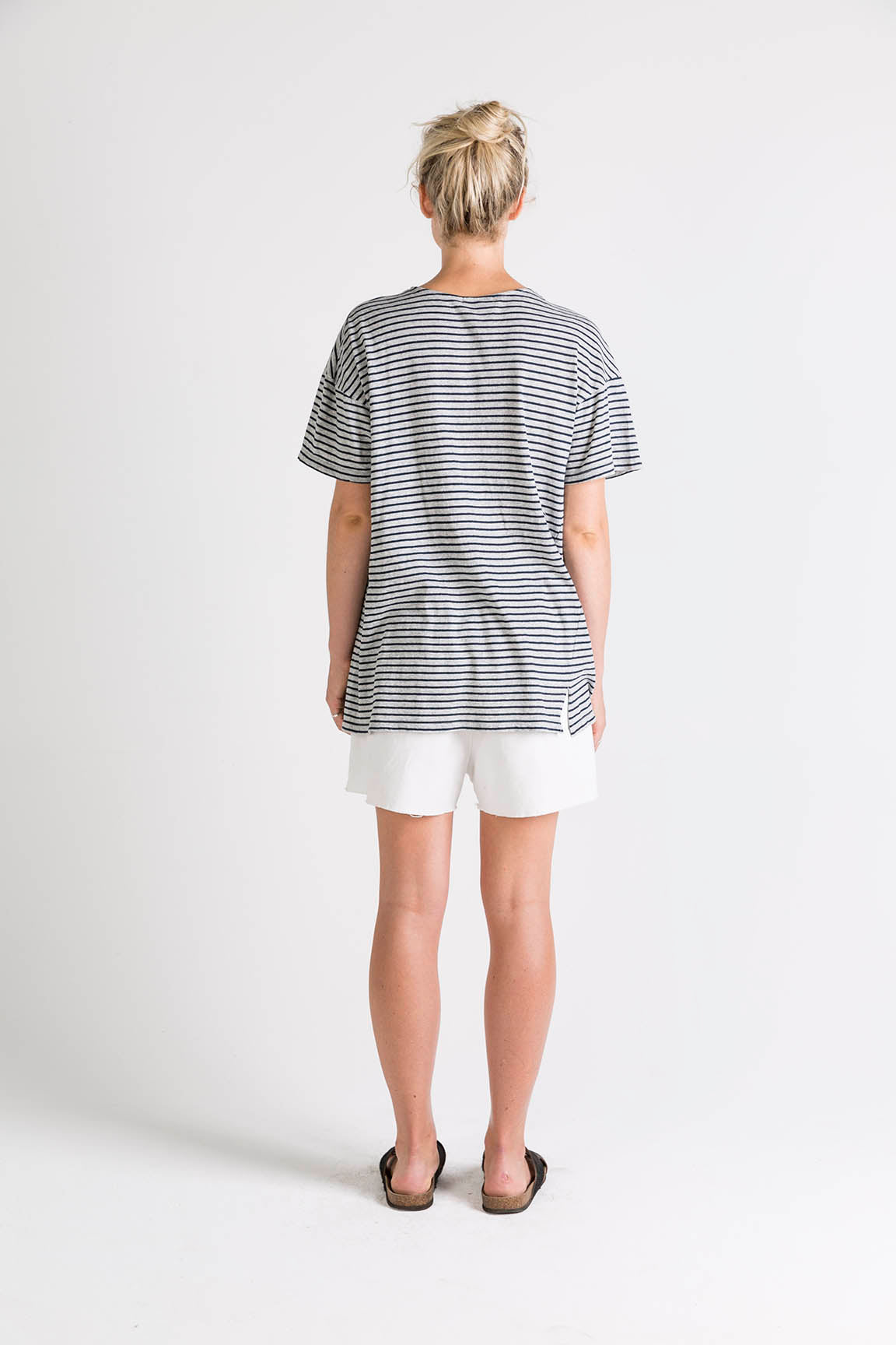 Ophelia and Ryder Oversized Striped Grey Marl T-Shirt