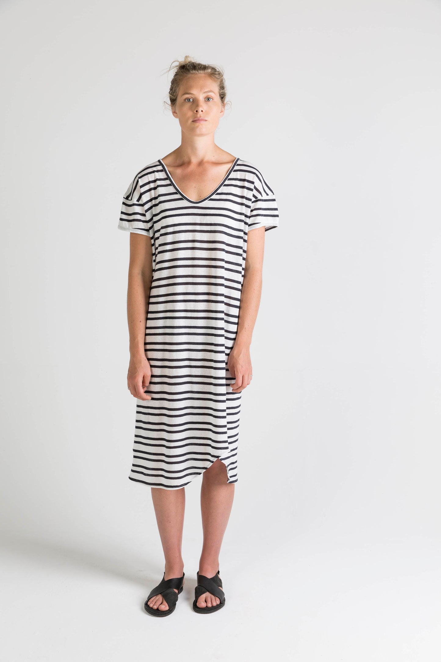 Ophelia and Ryder Striped Scoop V-Neck Dress