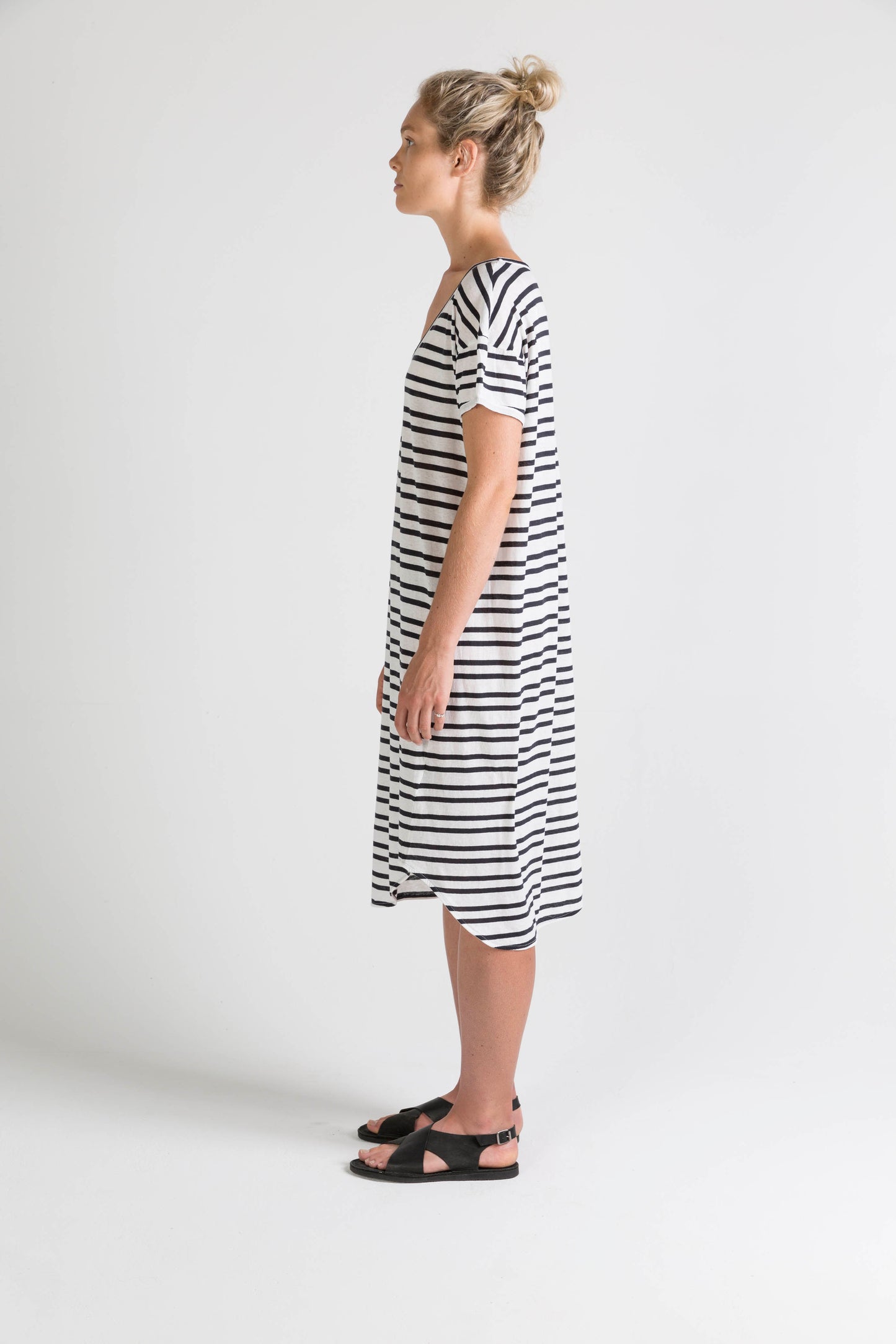 Ophelia and Ryder Striped Scoop V-Neck Dress