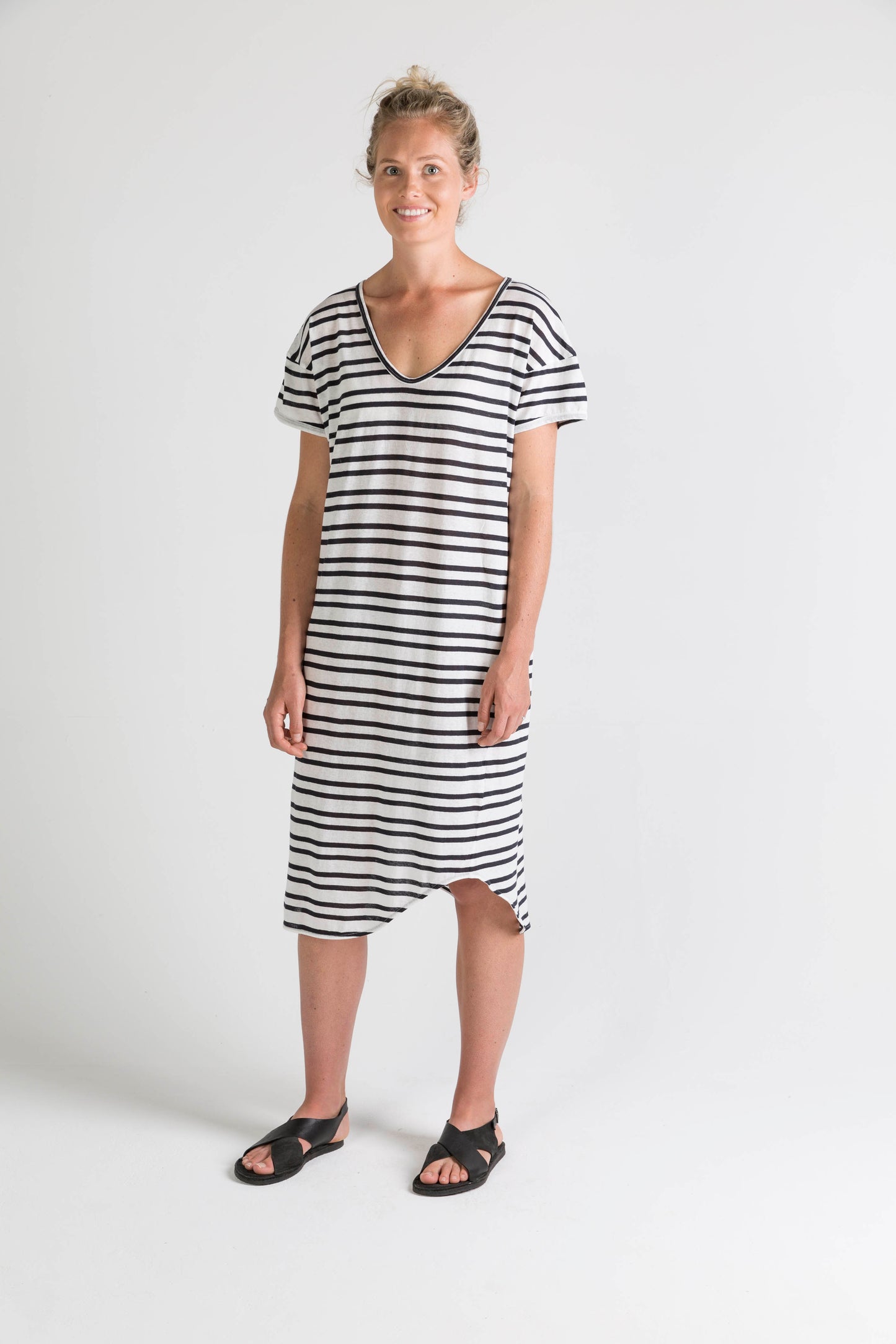 Ophelia and Ryder Striped Scoop V-Neck Dress