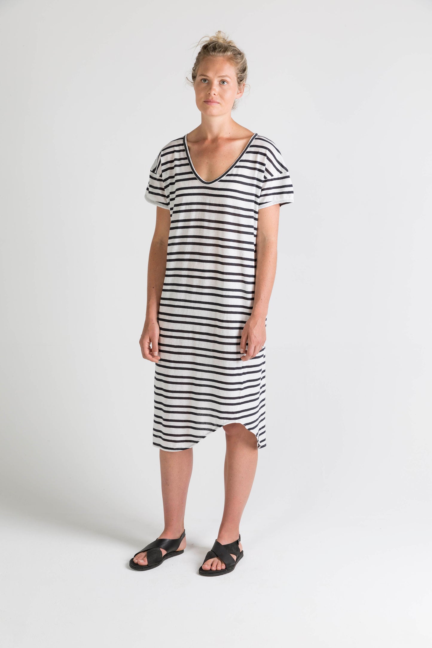 Ophelia and Ryder Striped Scoop V-Neck Dress