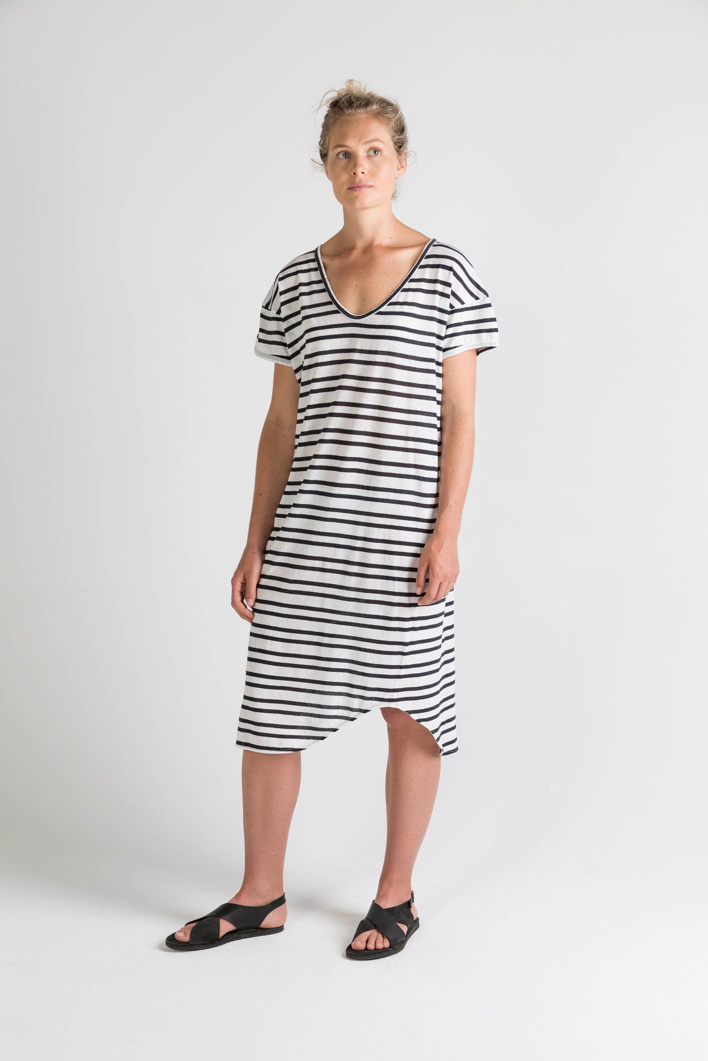 Ophelia and Ryder Striped Scoop V-Neck Dress