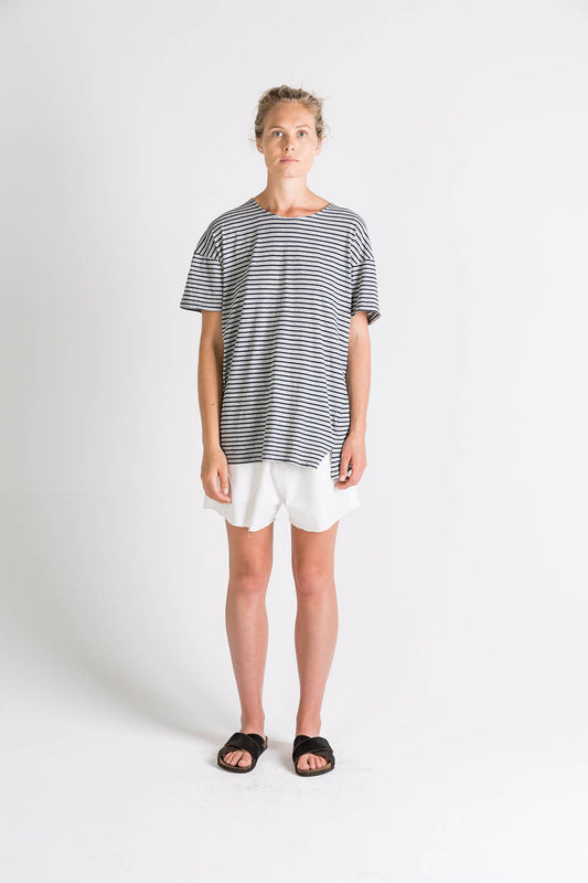 Ophelia and Ryder Oversized Striped Grey Marl T-Shirt